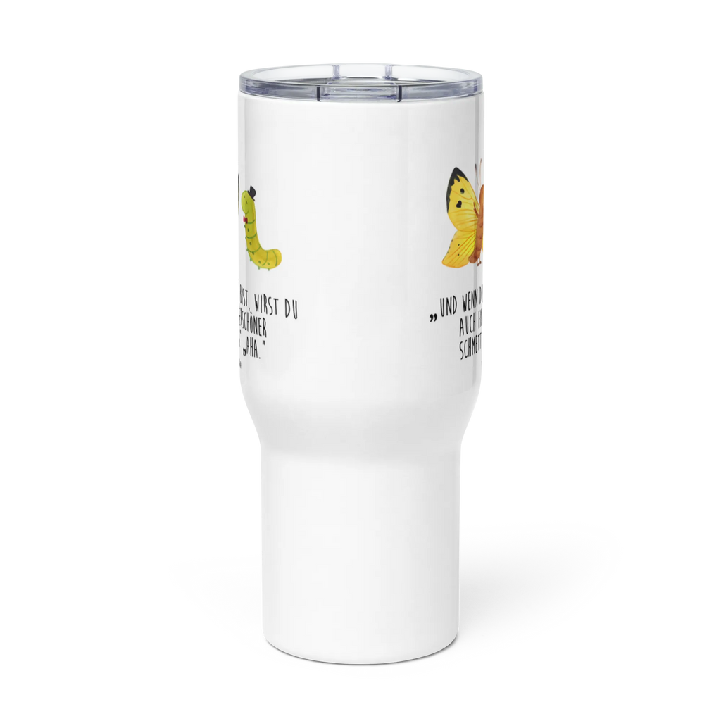 XXL Thermobecher Raupe Schmetterling Jumbo Becher, Großer Thermobecher, XL Reisetasse, XL Thermobecher, Thermobecher, Reisebecher, Autobecher, Tiermotive, Gute Laune, lustige Sprüche, Tiere, Raupe, Hut, Kokon, Schönheit, Zitronenfalter, Hütchen, Entwicklung, Schmetterling, Erwachsen werden, Aufwachsen