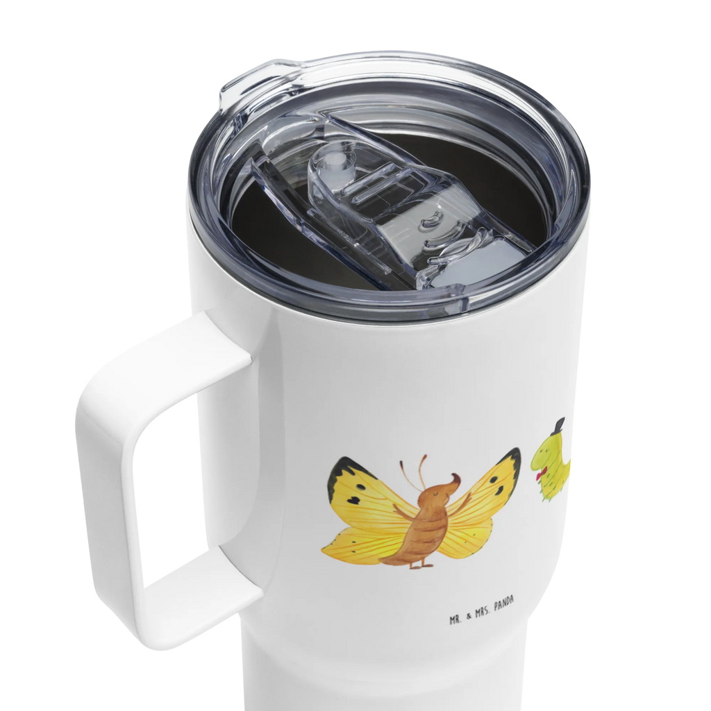 XXL Thermobecher Raupe Schmetterling Jumbo Becher, Großer Thermobecher, XL Reisetasse, XL Thermobecher, Thermobecher, Reisebecher, Autobecher, Tiermotive, Gute Laune, lustige Sprüche, Tiere, Raupe, Hut, Kokon, Schönheit, Zitronenfalter, Hütchen, Entwicklung, Schmetterling, Erwachsen werden, Aufwachsen