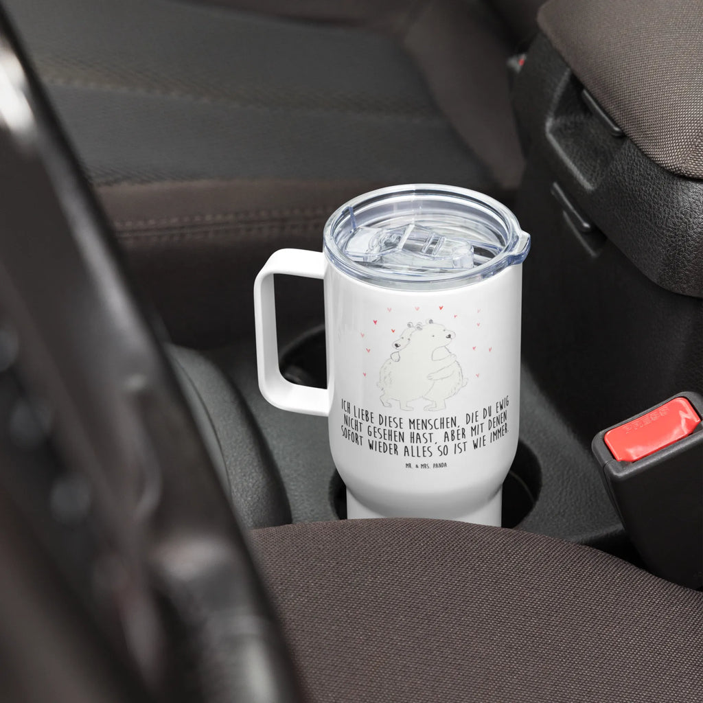 XXL Thermobecher Eisbär Umarmen XL Thermobecher, Großer Thermobecher, Jumbo Becher, XL Reisetasse, Autobecher, Reisebecher, Lustige Sprüche, Tiere, Tiermotive, Gute Laune