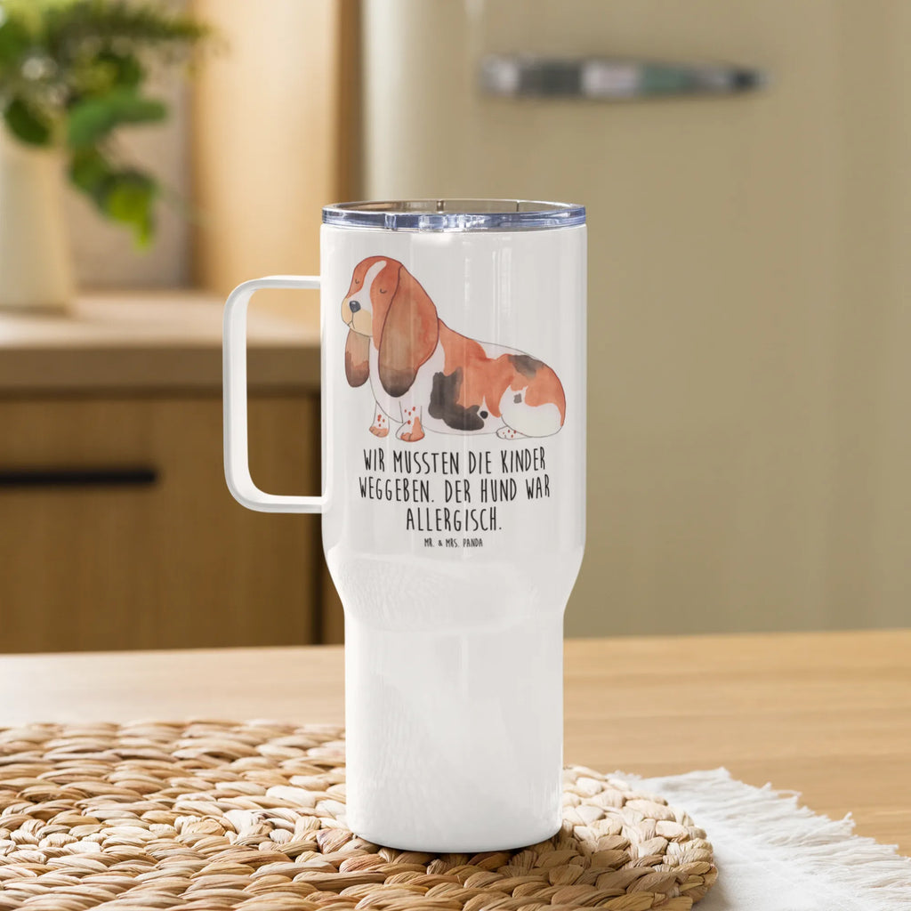 XXL Thermobecher Hund Basset Hound Jumbo Becher, Thermobecher, Großer Thermobecher, XL Thermobecher, Reisebecher, XL Reisetasse, Autobecher, Hund, Hundemotiv, Haustier, Hunderasse, Tierliebhaber, Hundebesitzer, Sprüche, Hundeliebe, Basset Hound, Basset, kinderlos