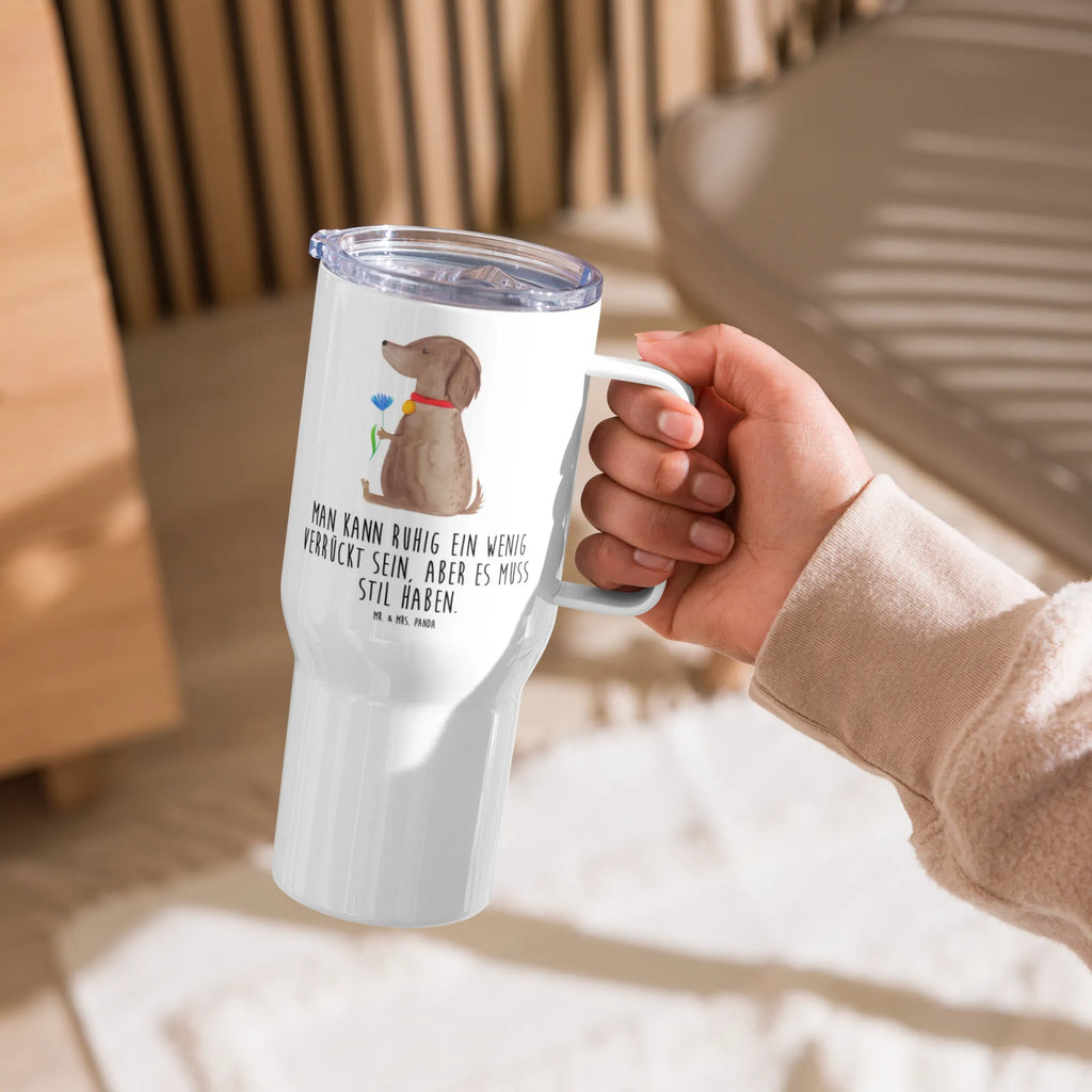 XXL thermal mug Dog flower XL Reisetasse, Autobecher, Reisebecher, Thermobecher, XL Thermobecher, Großer Thermobecher, Jumbo Becher, Hund, Hundemotiv, Haustier, Hunderasse, Tierliebhaber, Hundebesitzer, Sprüche, Frauchen, Hunde, Hundeliebe