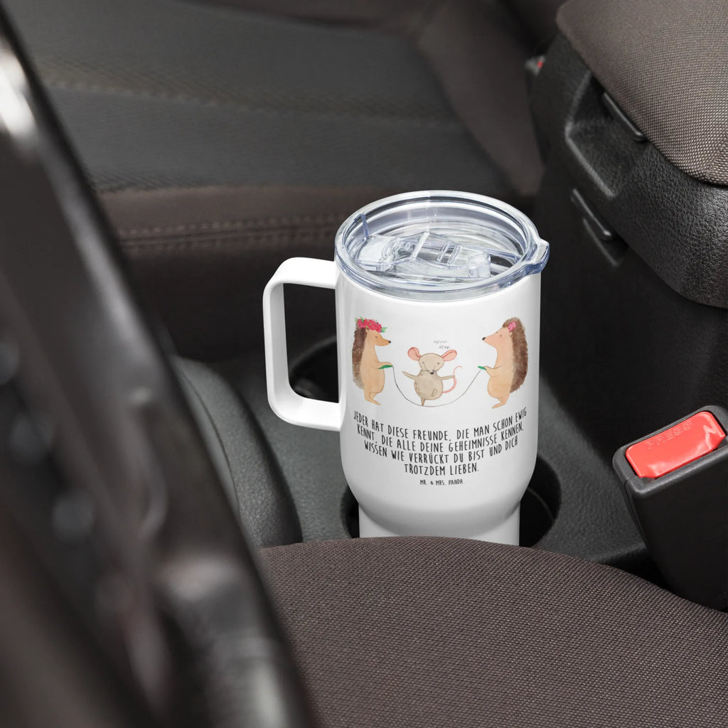 XXL Thermobecher Igel Seilhüpfen Großer Thermobecher, Reisebecher, Thermobecher, Jumbo Becher, XL Reisetasse, XL Thermobecher, Autobecher, Tiermotive, Gute Laune, lustige Sprüche, Tiere, Kindergarten, Seilhüpfen, Igel, Seilspringen, Maus, Kinder