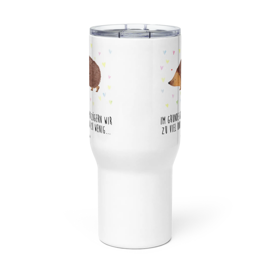 XXL Thermobecher Igel Herzen XL Thermobecher, Großer Thermobecher, Jumbo Becher, XL Reisetasse, Autobecher, Reisebecher, Lustige Sprüche, Tiere, Tiermotive, Gute Laune, Herzen, Igel, Leben, Herz, Liebe, Vertrauen, Kuss