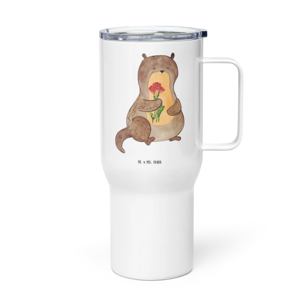 XXL Thermobecher Otter Blumenstrauß XL Thermobecher, Autobecher, Reisebecher, XL Reisetasse, Jumbo Becher, Großer Thermobecher, Otter, Fischotter, Seeotter, Otter Seeotter See Otter