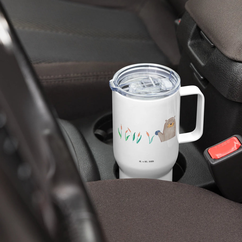 XXL kubek termiczny wydra kamień XL Thermobecher, Autobecher, Thermobecher, XL Reisetasse, Jumbo Becher, Reisebecher, Großer Thermobecher, Otter, Fischotter, Seeotter, Otter Seeotter See Otter