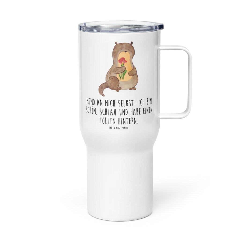 XXL Thermobecher Otter Blumenstrauß XL Thermobecher, Autobecher, Reisebecher, XL Reisetasse, Jumbo Becher, Großer Thermobecher, Otter, Fischotter, Seeotter, Otter Seeotter See Otter