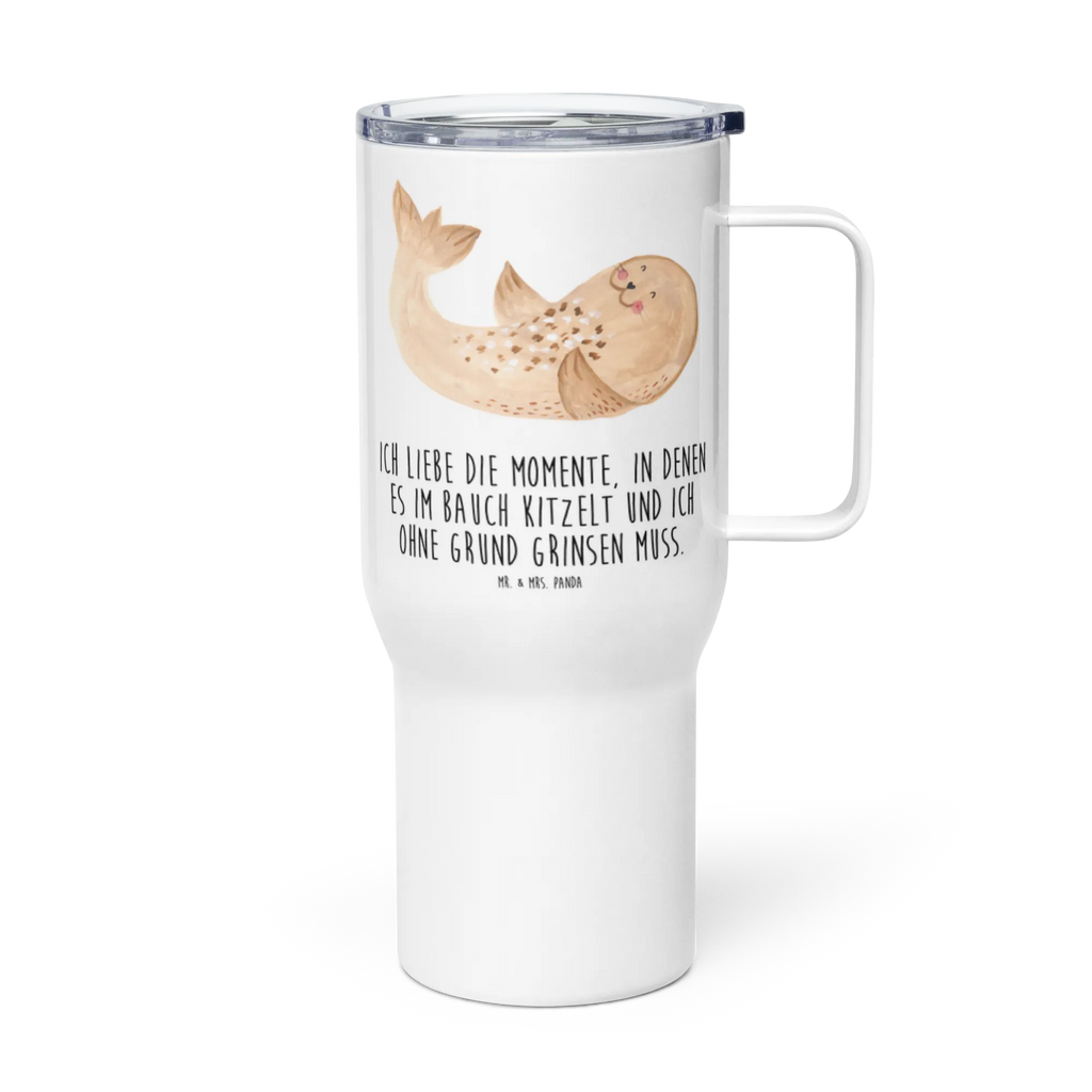 XXL Thermobecher Robbe Liegen Reisebecher, Autobecher, XL Thermobecher, XL Reisetasse, Großer Thermobecher, Jumbo Becher, Lustige Sprüche, Tiere, Tiermotive, Gute Laune, Meerestier, Lachen, Seehund, Robbe, Ostsee, Strand, Freude, Robben, Nordsee