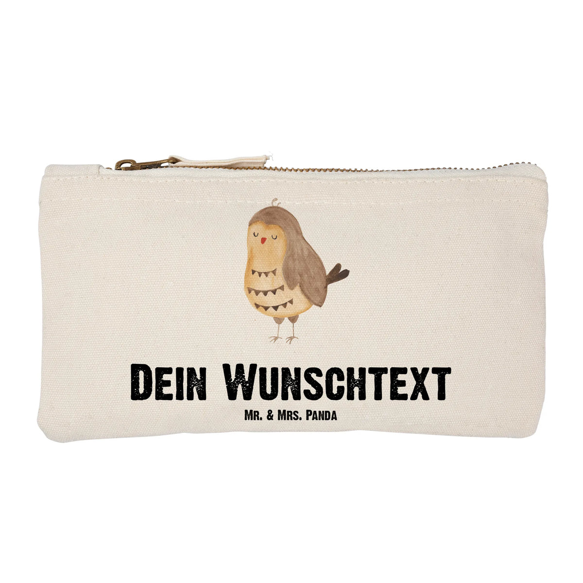Personalised make-up bag Owl Satisfied gift ideas, owl decor, birthday present, forest animal, bird, nocturnal, illustrated, romantic gift, Saying beautiful, Owl deco, Owl saying, Wedding anniversary gift, Pun funny, Love saying, Romantic