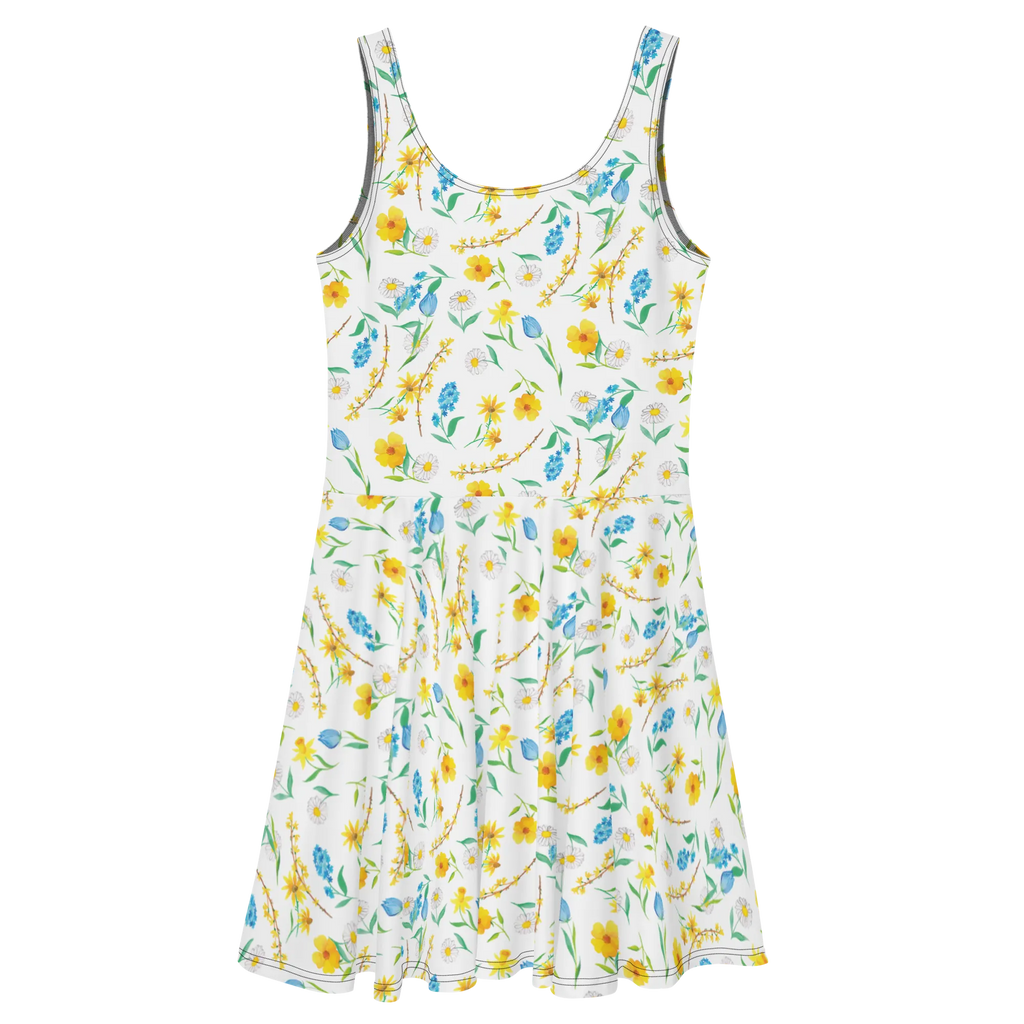Sommerkleid Frühlingserwachen Design Kleid, Skaterkleid, Sommerkleid, Blumen, Muster, Wiese, Sommerblumen, Natur, Aquarell, Blumenmädchen