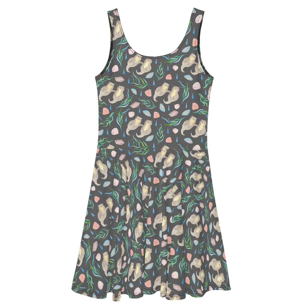 Sukienka letnia Miłość wydr Projekt Skaterkleid, Kleid, Sommerkleid, Beach Design, Otter, Aquarell, Händchenhaltene Otter, Muscheln, Meer, Maritim