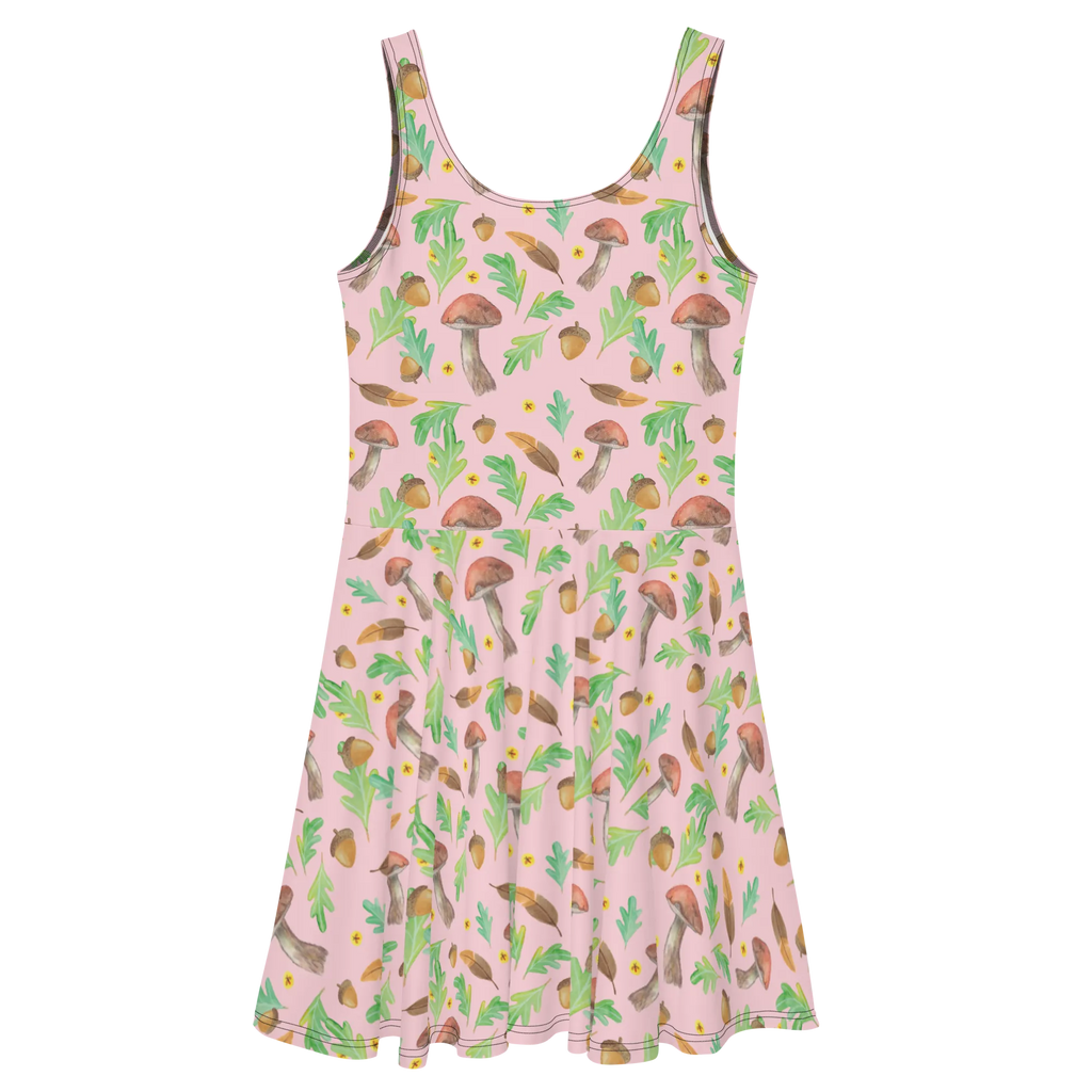 Sukienka letnia Leśne marzenia Wzornictwo Kleid, Sommerkleid, Skaterkleid, Eiche, Pilze, Waldspaziergang, Natur, Laub, Aquarell, Wald, Aquarellmuster, Glühwürmchen, Blätter
