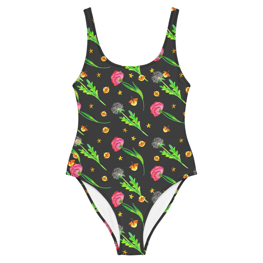 Swimsuit Firefly Design Rückenfreier Badeanzug, Bademode, Badebekleidung, Swimsuit, Luxus-Bademode, Badeanzug, Glühwürmchen, Blumen, Pusteblumen, Muster