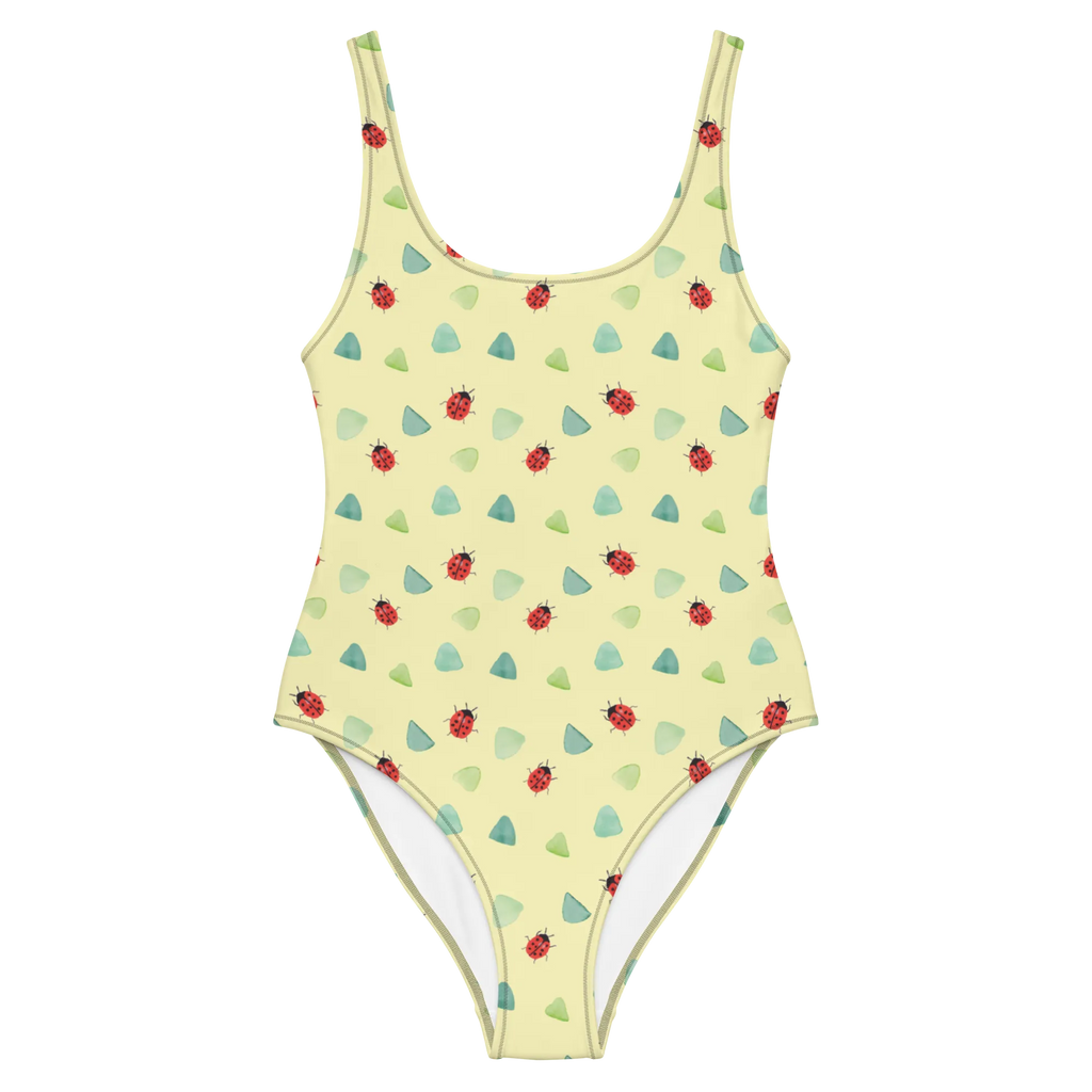 Badeanzug Marienkäfer Design Luxus-Bademode, Swimsuit, Bademode, Rückenfreier Badeanzug, Badeanzug, Badebekleidung, verspielt, Muster, Marienkäfer, niedlich, grüne Punkte, Aquarell