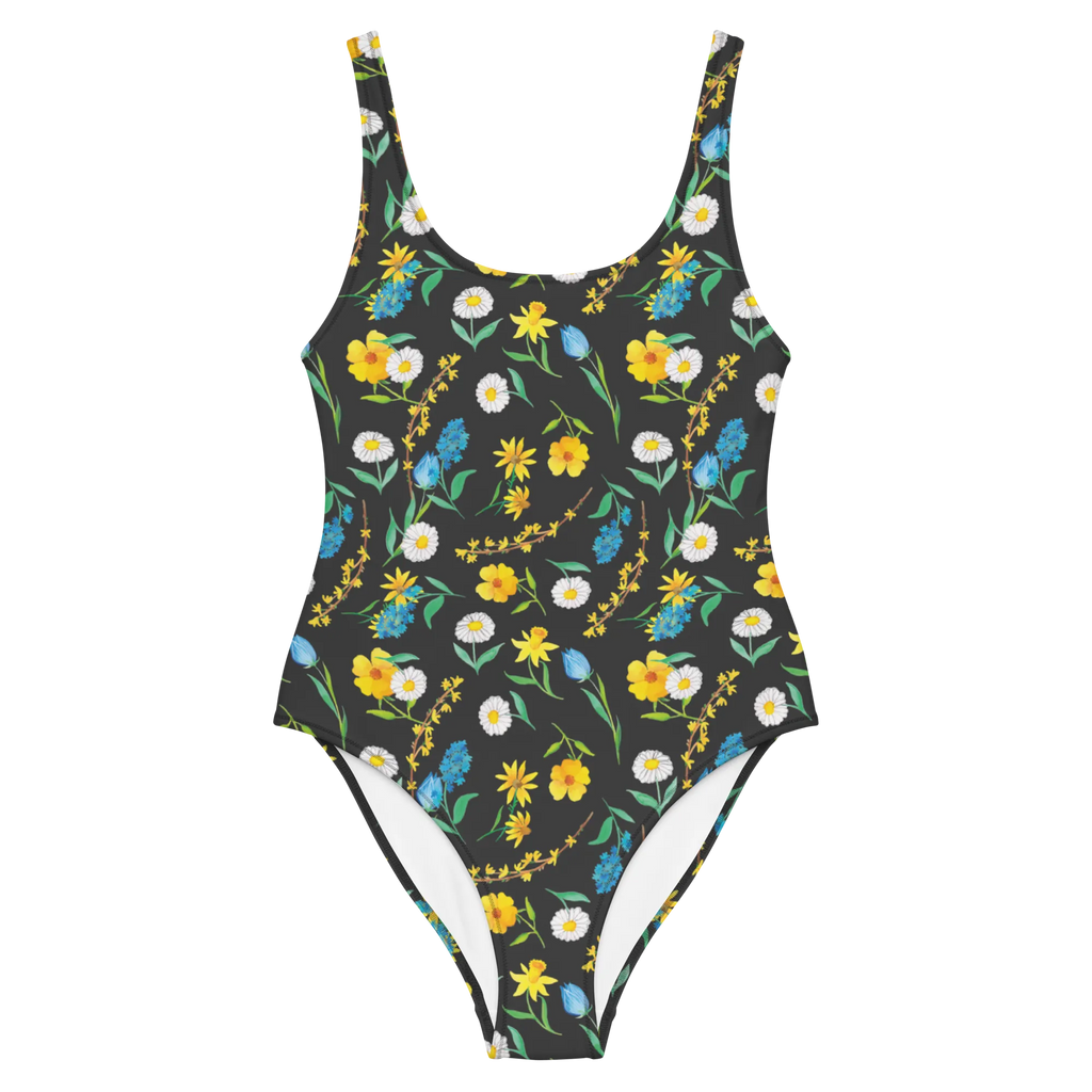 Badeanzug Frühlingserwachen Design Rückenfreier Badeanzug, Badebekleidung, Bademode, Luxus-Bademode, Swimsuit, Badeanzug, Wiese, Muster, Aquarell, Natur, Blumenmädchen, Sommerblumen, Blumen