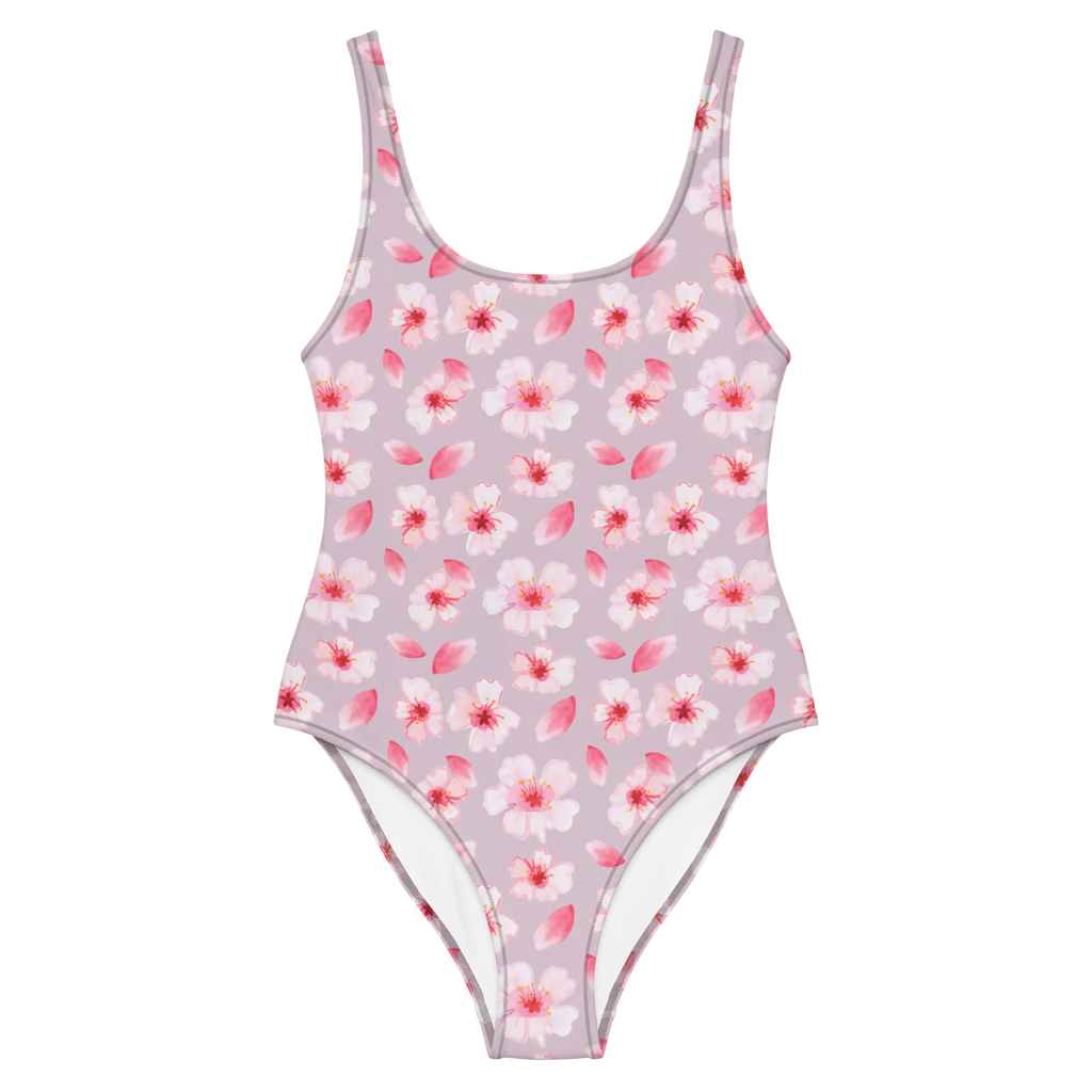Badeanzug Kirschlüten Meer Luxus-Bademode, Rückenfreier Badeanzug, Badebekleidung, Swimsuit, Bademode, Badeanzug, Blütenmuster, Blüten, Kirschblüten, Blumen, Muster