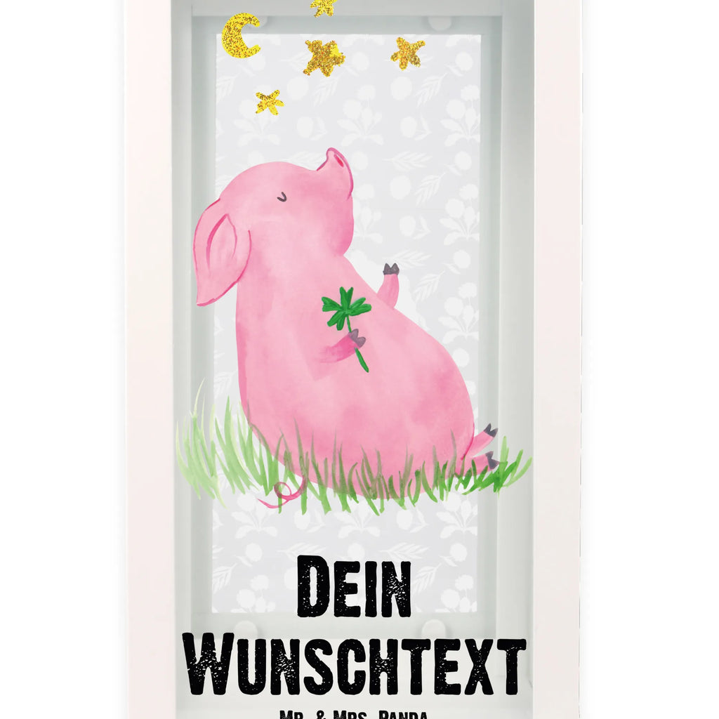 Personalisierte Deko Laterne Schwein Glück Gartenlampe, Gartenleuchte, Gartendekoration, Gartenlicht, Laterne kleine Laternen, XXL Laternen, Laterne groß, Tiermotive, Gute Laune, lustige Sprüche, Tiere, Glücksschwein. Glück, Schwein, Schweinchen, Sterne, Sernchen, Ziele, Träume, Motivation, Glücksbringer