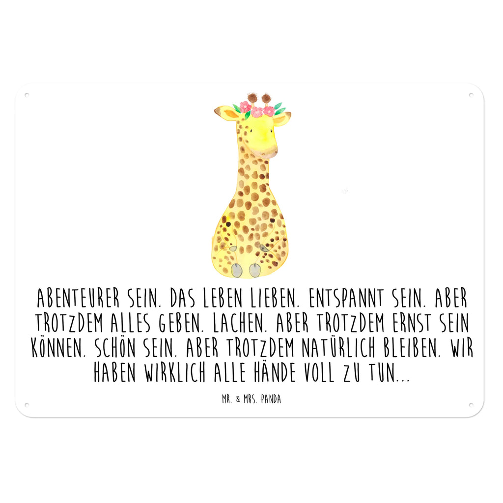 Blechschild Giraffe Blumenkranz Blechschild Für Frauen, Dekoschild Metall, Wandschild Metall, Blechschild Küche, Blechschild, Blechschild Groß, Türschild Metall, Blechschild Für Männer, Blechschild Zum Aufhängen, Blechschild Büro, Afrika, Wildtiere, Selbstliebe, Blumenkranz, Freundin, Giraffe, Abenteurer