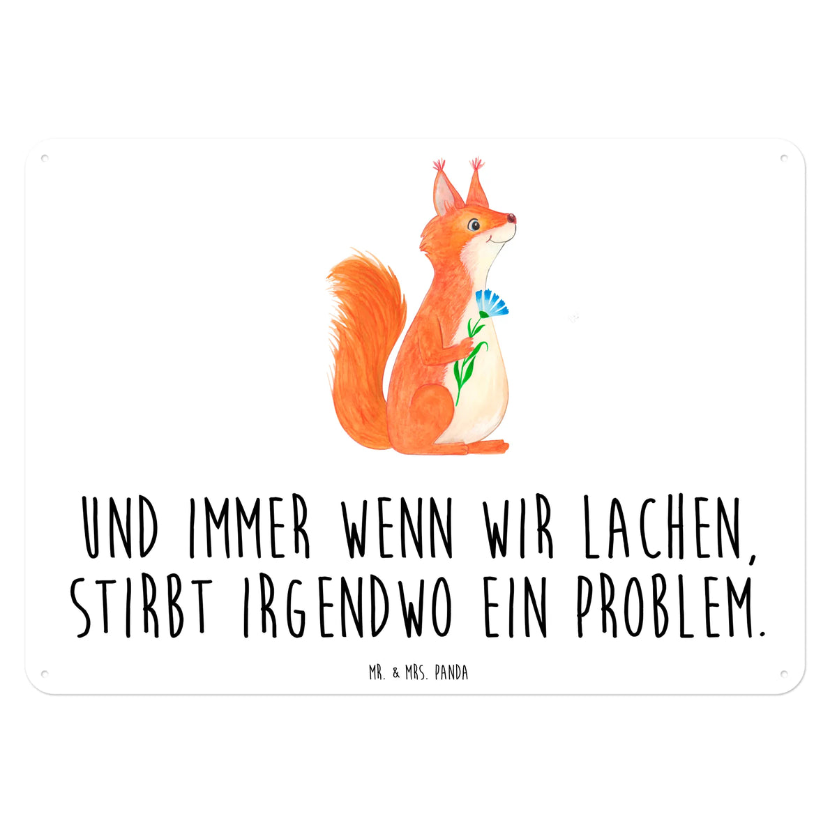Blechschild Eichhörnchen Blume