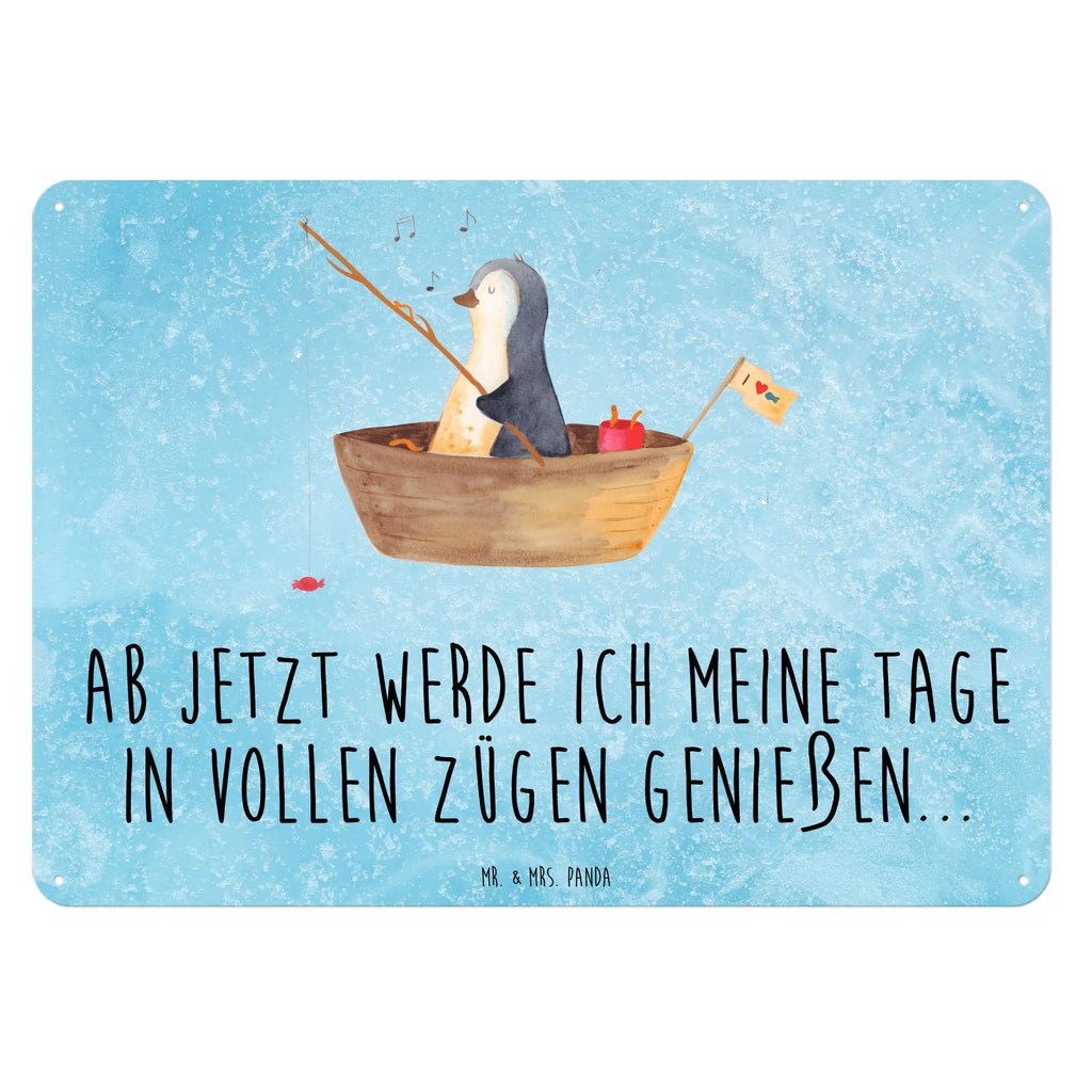 Blechschild Pinguin Angelboot Blechschild Zum Aufhängen, Türschild Metall, Wandschild Metall, Blechschild Büro, Blechschild Für Frauen, Blechschild Für Männer, Dekoschild Metall, Blechschild Küche, Blechschild, Blechschild Groß, Pinguin, Lebenslust, Neuanfang, Boot, Angelboot, Genießen, Trennung, Scheidung, Angeln, Motivation, Geschenkidee Liebeskummer, Neustart, Pinguine, Leben
