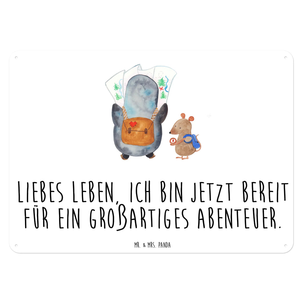 Blechschild Pinguin & Maus Wanderer Blechschild, Dekoschild Metall, Blechschild Büro, Türschild Metall, Blechschild Groß, Blechschild Für Männer, Wandschild Metall, Blechschild Für Frauen, Blechschild Küche, Blechschild Zum Aufhängen, Pinguin, Wandern, Wanderlust, Roadtrip, Pinguine, Ausflug, Abenteuer, Abenteurer