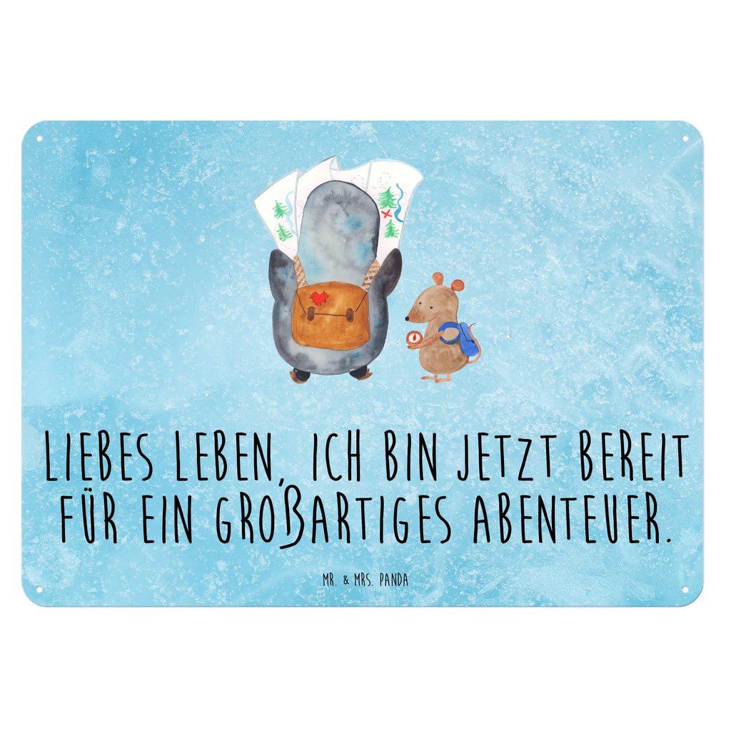 Blechschild Pinguin & Maus Wanderer Blechschild, Dekoschild Metall, Blechschild Büro, Türschild Metall, Blechschild Groß, Blechschild Für Männer, Wandschild Metall, Blechschild Für Frauen, Blechschild Küche, Blechschild Zum Aufhängen, Pinguin, Wandern, Wanderlust, Roadtrip, Pinguine, Ausflug, Abenteuer, Abenteurer