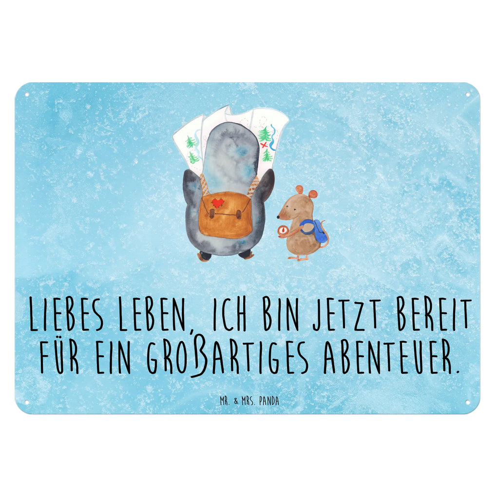 Blechschild Pinguin & Maus Wanderer Blechschild, Dekoschild Metall, Blechschild Büro, Türschild Metall, Blechschild Groß, Blechschild Für Männer, Wandschild Metall, Blechschild Für Frauen, Blechschild Küche, Blechschild Zum Aufhängen, Pinguin, Wandern, Wanderlust, Roadtrip, Pinguine, Ausflug, Abenteuer, Abenteurer