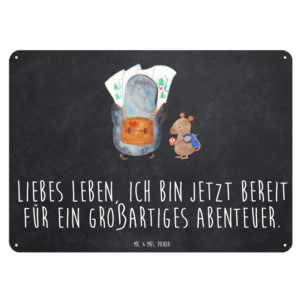 Blechschild Pinguin & Maus Wanderer Blechschild, Dekoschild Metall, Blechschild Büro, Türschild Metall, Blechschild Groß, Blechschild Für Männer, Wandschild Metall, Blechschild Für Frauen, Blechschild Küche, Blechschild Zum Aufhängen, Pinguin, Wandern, Wanderlust, Roadtrip, Pinguine, Ausflug, Abenteuer, Abenteurer