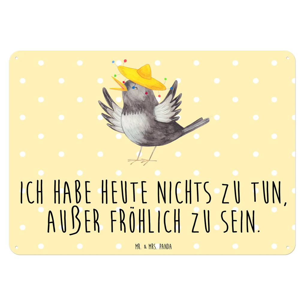 Blechschild Rabe mit Sombrero Blechschild, Metallschild, Geschenk Schild, Schild, Magnet-Metall-Schild, Deko Schild, Wandschild, Wand-Dekoration, Türschild, Tiermotive, Gute Laune, lustige Sprüche, Tiere, Rabe, Vogel, Vögel, Spruch positiv, fröhlich sein, glücklich sein, Glück Spruch, froh, Elster, Motivation