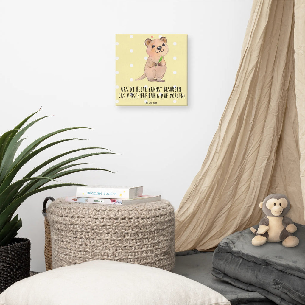 Canvas picture Quokka Happy Kunstdruck, Leinwand, Gute Laune, Tiermotive, Lustige Sprüche, Tiere, Dinge Erledigen, Niedliches Tier, Quokka, Lustiger Spruch, Verschieben, Aufschieberitis
