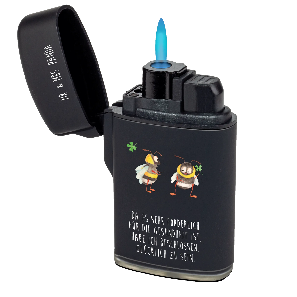 Feuerzeug Hummeln Kleeblatt anzünder, zündgerät, zigarettenanzünder, gasfeuerzeuge, Zünder, Feuerzeuge, Gasfeuerzeug, sturmfeuerzeuge, sturmfeuerzeug, gas anzünder, Feuerzeug, Lustige Sprüche, Tiere, Tiermotive, Gute Laune, Hummel, glücklich sein, glücklich Werden, Spruch schön, Spruch Positiv, Spruch Fröhlich, Biene, Biene Deko