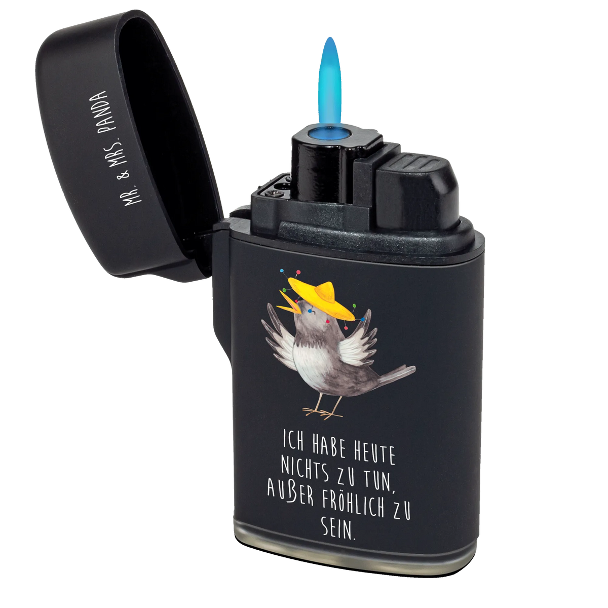Lighter Crow sombrero cute, card, cute animal motives, hand drawn, gift ideas, funny sayings, gifts, good mood, special gifts, animal lover, small animals, Birds, Magpie, Bird, Saying positive, Happiness Saying, Raven, Be happy