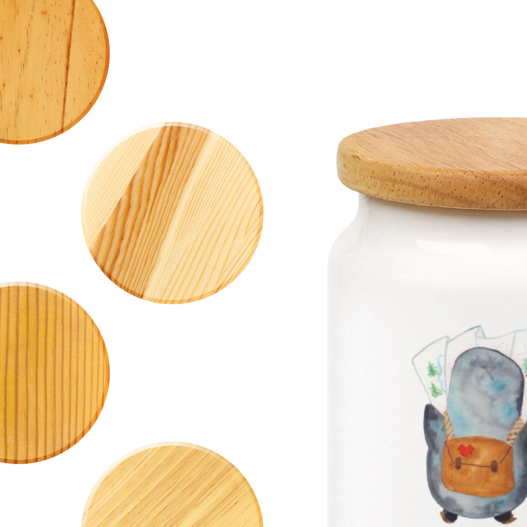 Storage jar Penguin & Mouse Hiker cookie jar, kitchen storage solutions, bulk food storage, storage jar, canister, airtight container, food storage container, ceramic jar, treat jar, kitchen canister, snack jar, preservative jar, pantry storage, Penguin, North Pole, Winter, Penguins, adventurer, adventure, penguin, penguins, wanderlust, excursion, hiking, road trip