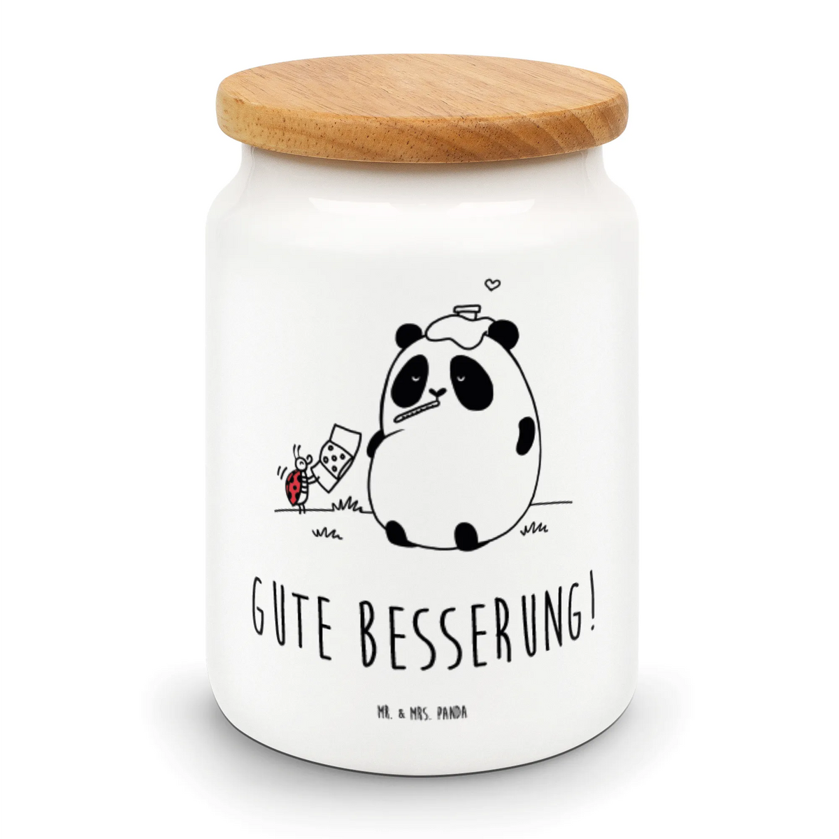 Vorratsdose Panda Gute Besserung Biskuitdose, vorratsbox, Kaffeedose, aufbewahrungsbehälter, müslidose, Snackdose, Teedose, zuckerdose, Aufbewahrungsdose, Vorratsdose, bonbondose, Aromadose, tee behälter, Vorratsbehälter, gebäckdose, vorratsgefäß, salzdose, keramikdose, behälter, Lebensmittelbehälter, Keksdose, Frischhaltedose, leckerlidose, Dose