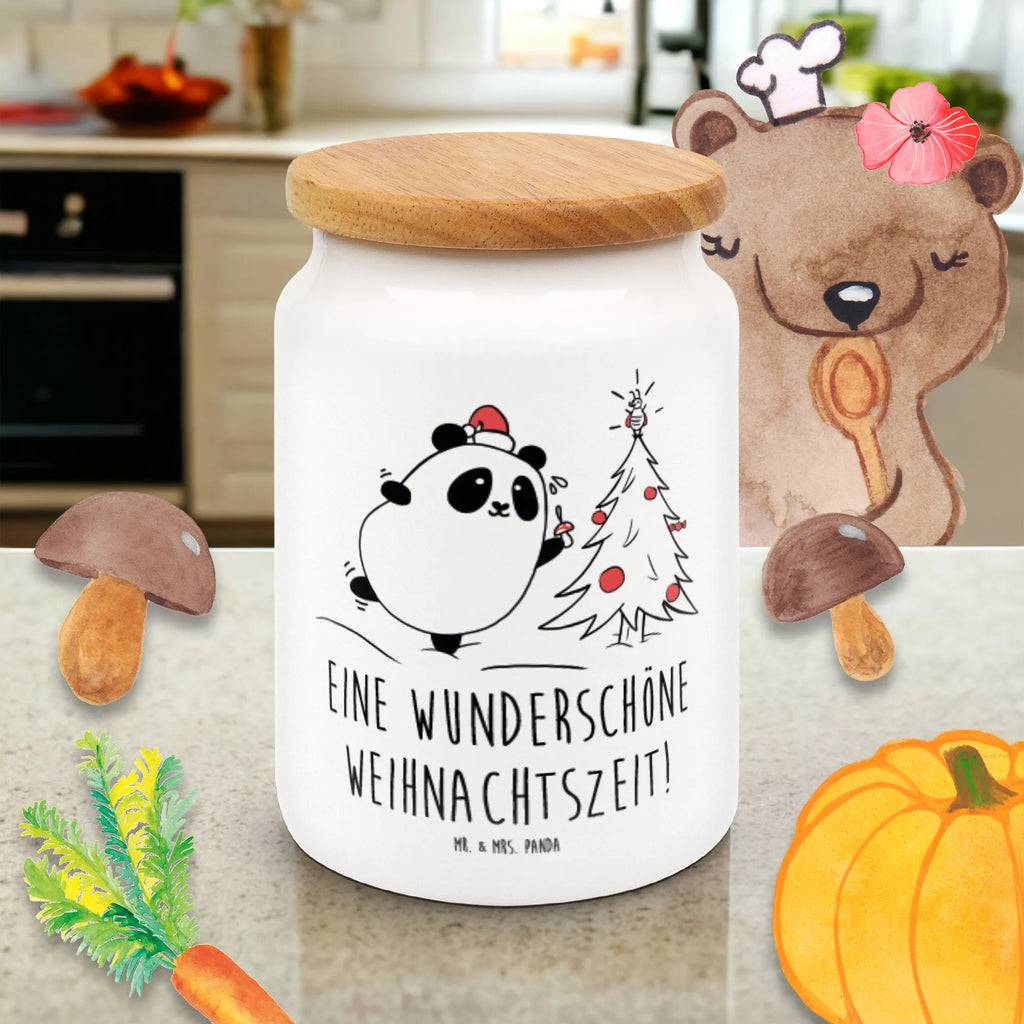 Storage jar Panda Christmas Time kitchen storage solutions, canister, storage jar, treat jar, pantry storage, airtight container, food storage container, snack jar, preservative jar, cookie jar, bulk food storage, ceramic jar, kitchen canister