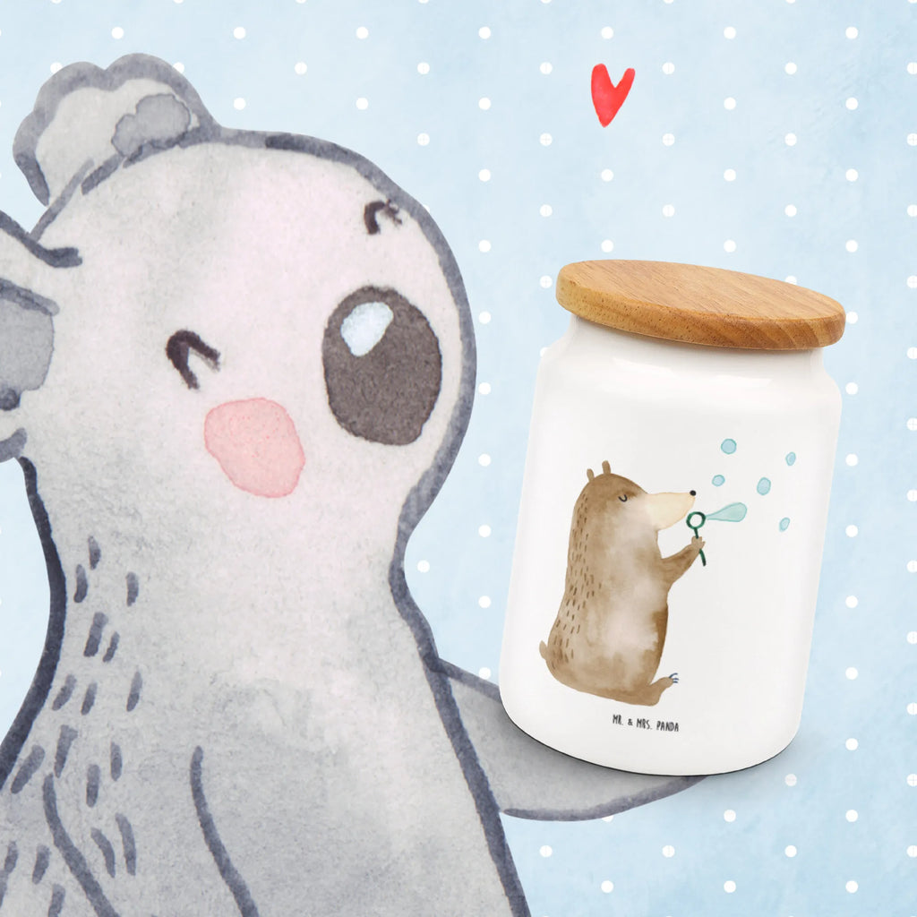 Storage jar bear soap bubbles preservative jar, airtight container, kitchen canister, snack jar, food storage container, canister, ceramic jar, kitchen storage solutions, treat jar, storage jar, pantry storage, cookie jar, bulk food storage, bear, teddy, teddy bear, cuddly toy, Soap Bubbles Bear Funny Being Happy Sad Happy