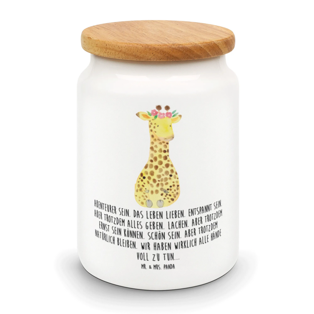 Storage jar giraffe flower wreath preservative jar, treat jar, kitchen storage solutions, airtight container, snack jar, canister, cookie jar, pantry storage, ceramic jar, food storage container, storage jar, kitchen canister, bulk food storage, Africa, self-love, wreath of flowers, giraffe, adventurer, friend