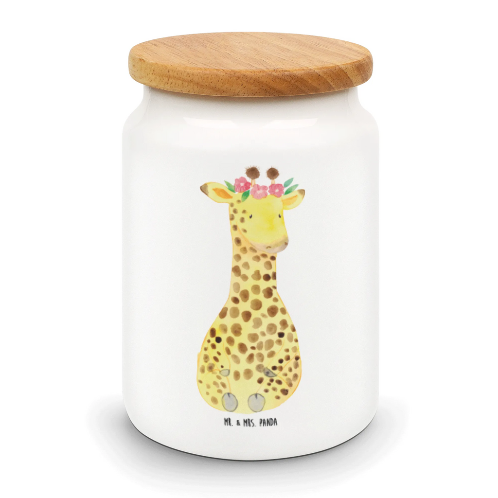Storage jar giraffe flower wreath preservative jar, treat jar, kitchen storage solutions, airtight container, snack jar, canister, cookie jar, pantry storage, ceramic jar, food storage container, storage jar, kitchen canister, bulk food storage, Africa, self-love, wreath of flowers, giraffe, adventurer, friend