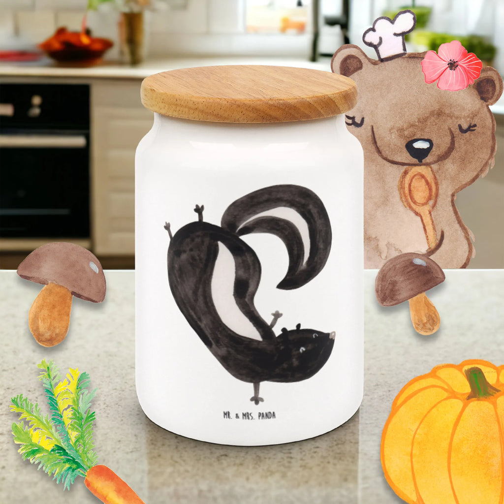 Storage jar skunk handstand keramikdose, keksdosen, Kaffeedose, Vorratsdose, tee behälter, Vorratsbehälter, aufbewahrungsbehälter, Aufbewahrungsdose, Frischhaltedose, leckerlidose, zuckerdose, Vorratsdosen, leckerlidosen, Dose, bonbondose, Frischhaltedosen, Teedose, Vorratsdose Mit Deckel, Aufbewahrungsdosen, Keksdose, Aufbewahrungsdose Mit Deckel, Lebensmittelbehälter, Vorratsglas, Frischhaltedose Mit Deckel, müslidose, gebäckdose, Stinktier, Skunk, Spielplatz, Raubtier, Kind, Stinki, Stinker, Wildtier, Verpielt
