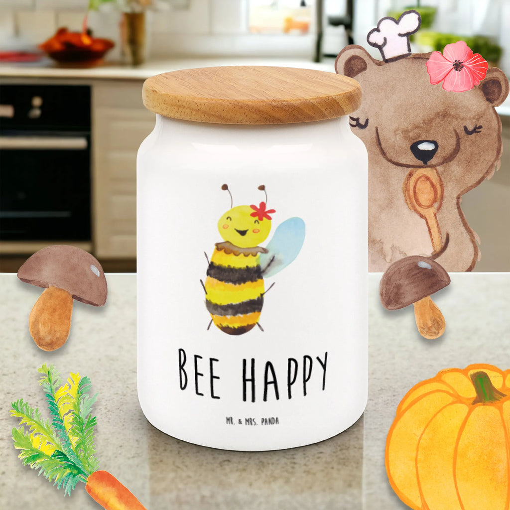 Storage jar bee happy canister, snack jar, cookie jar, kitchen canister, food storage container, preservative jar, treat jar, kitchen storage solutions, storage jar, airtight container, bulk food storage, pantry storage, ceramic jar, Bee, wasp, bumblebee