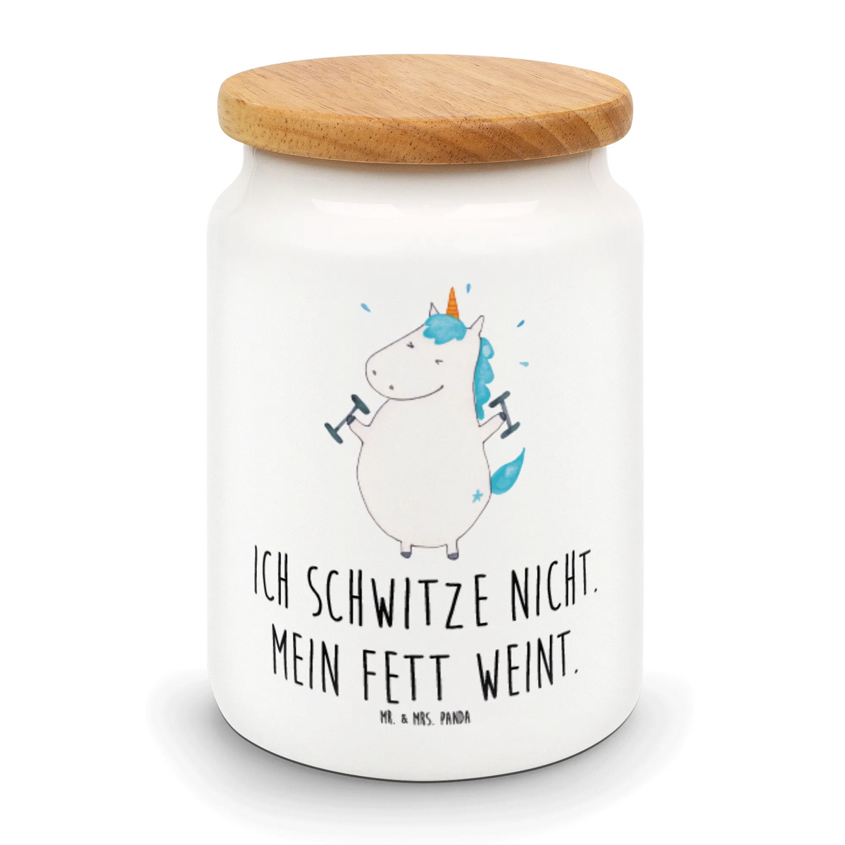 Pojemnik na żywność jednorożec Fitness zuckerdose, vorratsgefäß, Frischhaltedose, tee behälter, Dose, Aromadose, Teedose, Vorratsbehälter, müslidose, salzdose, behälter, Biskuitdose, bonbondose, aufbewahrungsbehälter, Lebensmittelbehälter, Kaffeedose, Snackdose, leckerlidose, Vorratsdose, gebäckdose, Keksdose, vorratsbox, Aufbewahrungsdose, keramikdose, Unicorn, Einhorn, Einhörner, Einhorn Deko, Gym, Diät, Sport, Fitness, Fitnessstudio, Abnehmen, Geräte, Pumpen, Sixpack