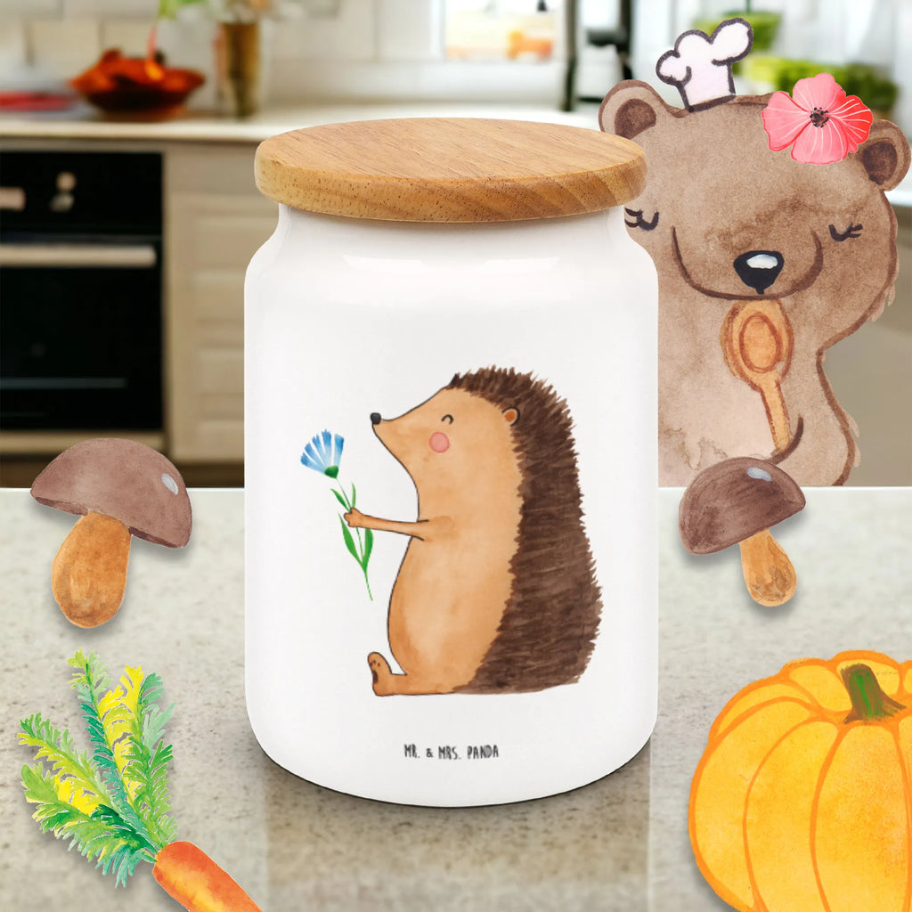 Storage jar Hedgehog Flower canister, preservative jar, kitchen canister, food storage container, pantry storage, airtight container, cookie jar, bulk food storage, snack jar, ceramic jar, treat jar, storage jar, kitchen storage solutions, small animals, cute, funny, cute animal motives, hand drawn, small world, funny sayings, good mood, happy, gifts, gift ideas, special gifts, animal lover, card, recovery wishes, sick, illness, hospital, get well soon, hedgehog, visit