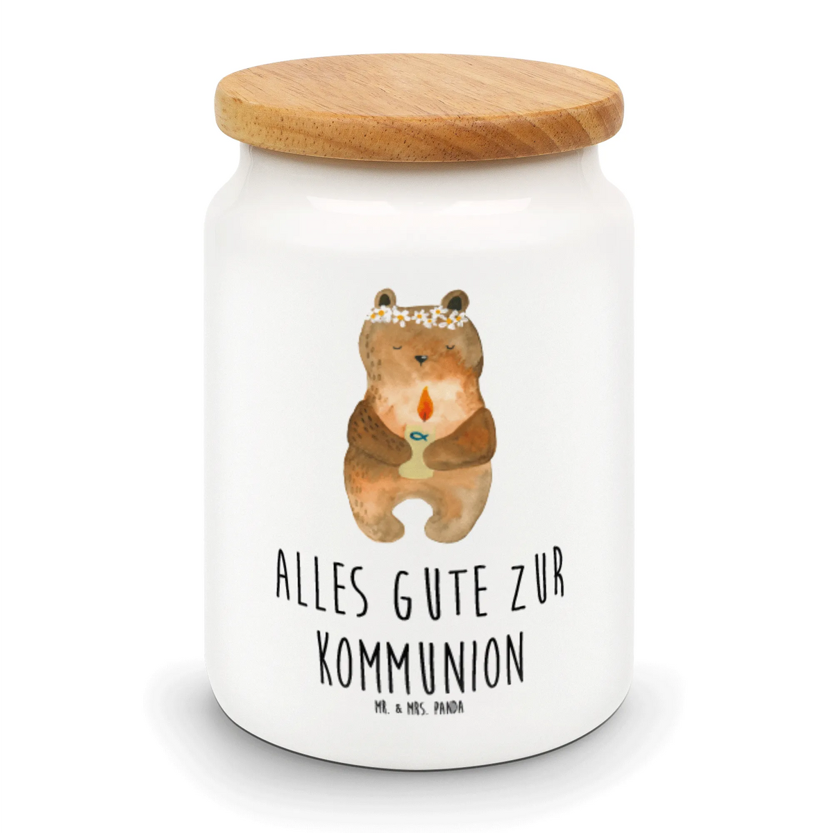 Storage jar bear communion teddy bear, cuddly toy, baptismal candle, God's blessing, catholic, communion