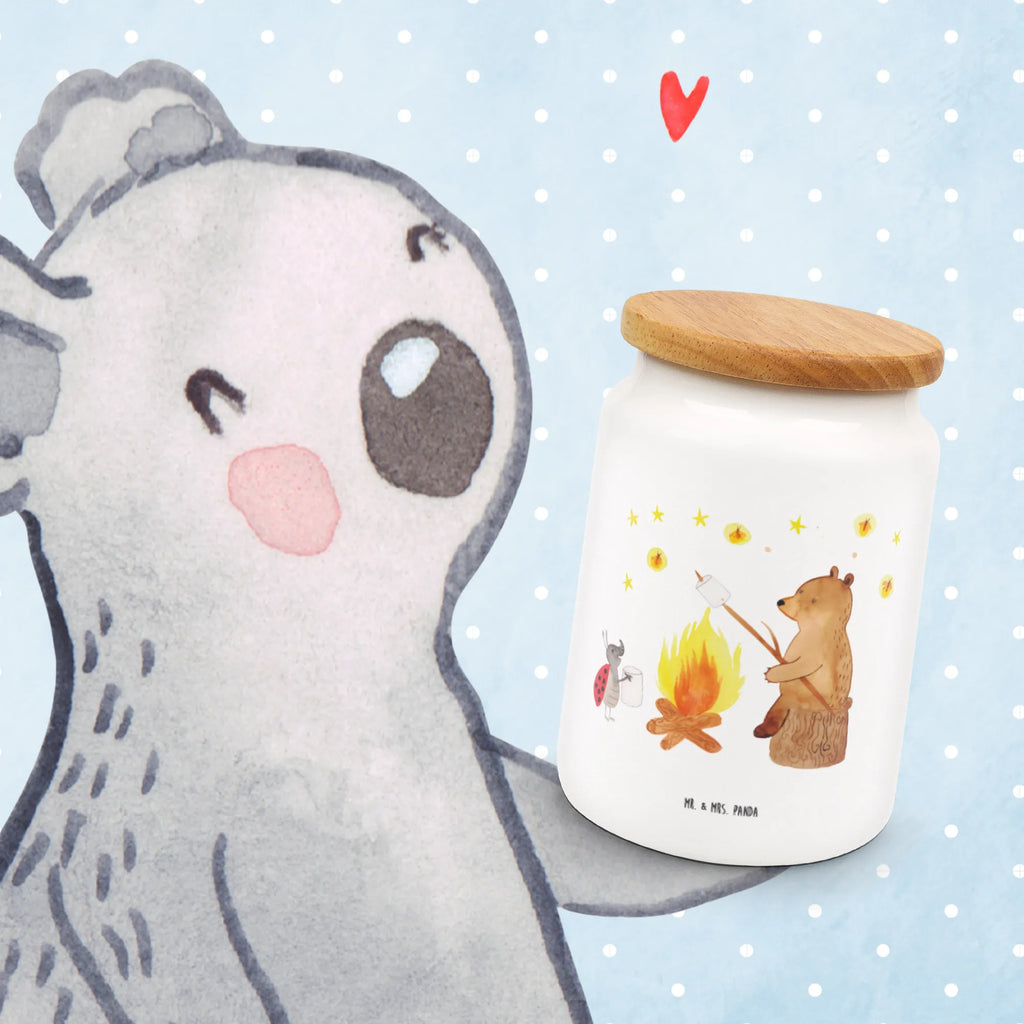 Storage jar Bear & Ladybird campfire canister, snack jar, cookie jar, airtight container, bulk food storage, kitchen storage solutions, preservative jar, pantry storage, ceramic jar, kitchen canister, treat jar, food storage container, storage jar, bear, teddy, teddy bear, cuddly toy, Campfire