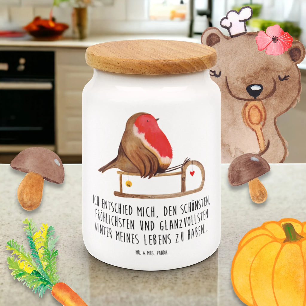 Storage jar robin Sleds pantry storage, cookie jar, snack jar, treat jar, canister, bulk food storage, airtight container, storage jar, ceramic jar, food storage container, kitchen canister, kitchen storage solutions, preservative jar, Winter, Christmas, Christmas time, snow, bird, sleigh