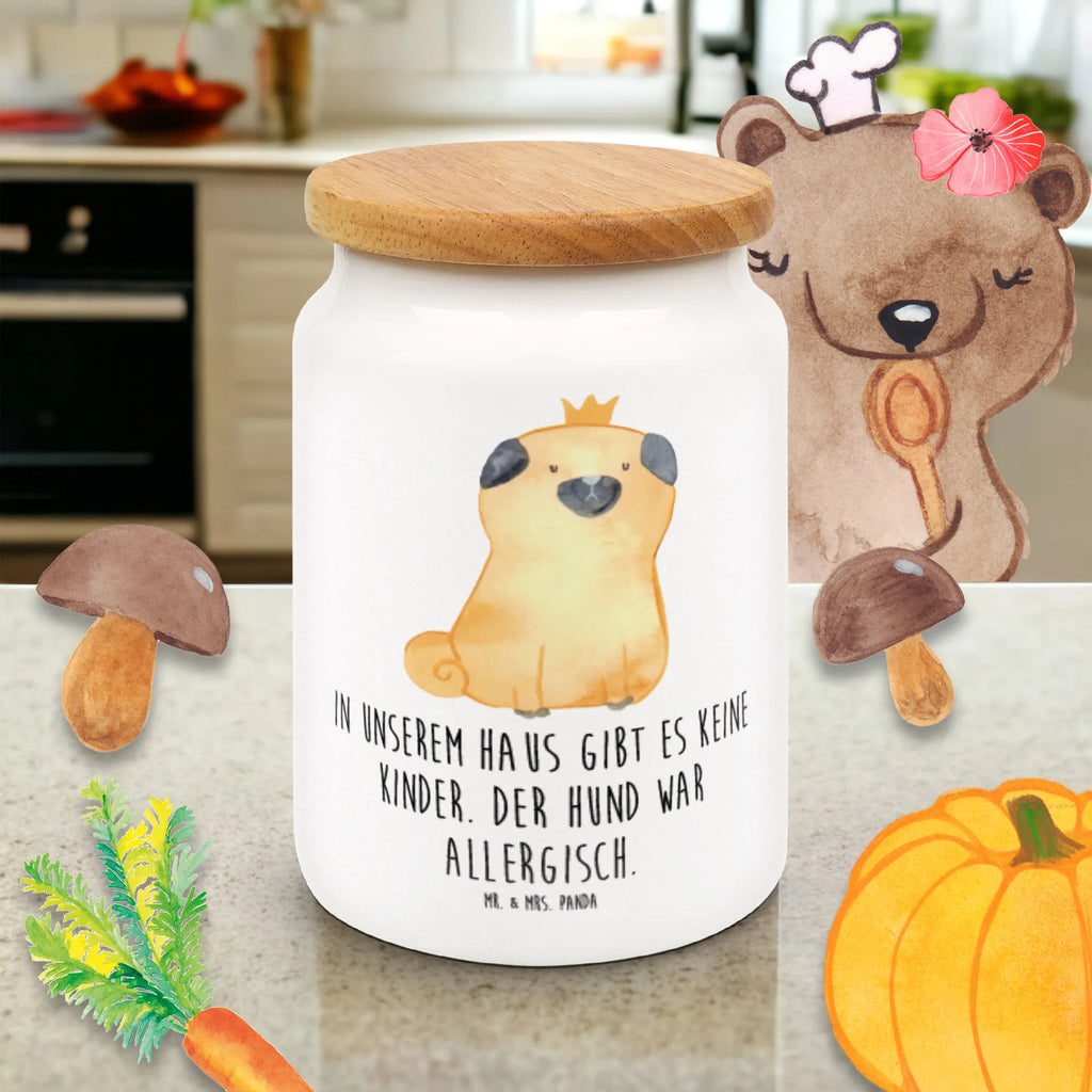 Storage jar pug Crown ceramic jar, bulk food storage, food storage container, kitchen canister, cookie jar, storage jar, snack jar, canister, airtight container, treat jar, pantry storage, preservative jar, kitchen storage solutions, dog, mutt, hound, woof, dog mama, dog breed, love dogs, love for dogs, dog decorative items, bag with dog print, funny gifts for dog owners, what do you give a dog lover, Christmas gifts for dogs, gifts for dogs, dog sayings, Pug, allergic, house rules, dog owners. Saying, childless, funny