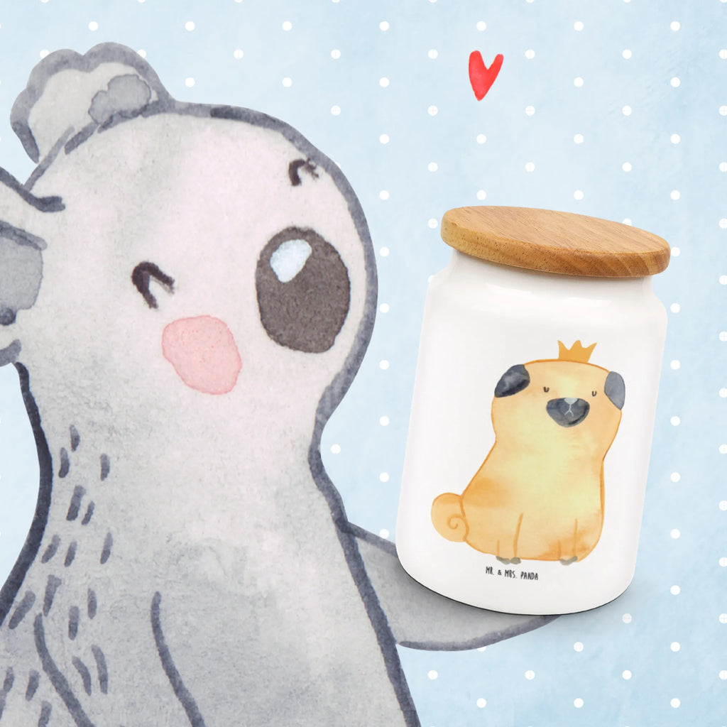 Storage jar pug Crown ceramic jar, bulk food storage, food storage container, kitchen canister, cookie jar, storage jar, snack jar, canister, airtight container, treat jar, pantry storage, preservative jar, kitchen storage solutions, dog, mutt, hound, woof, dog mama, dog breed, love dogs, love for dogs, dog decorative items, bag with dog print, funny gifts for dog owners, what do you give a dog lover, Christmas gifts for dogs, gifts for dogs, dog sayings, Pug, allergic, house rules, dog owners. Saying, childless, funny