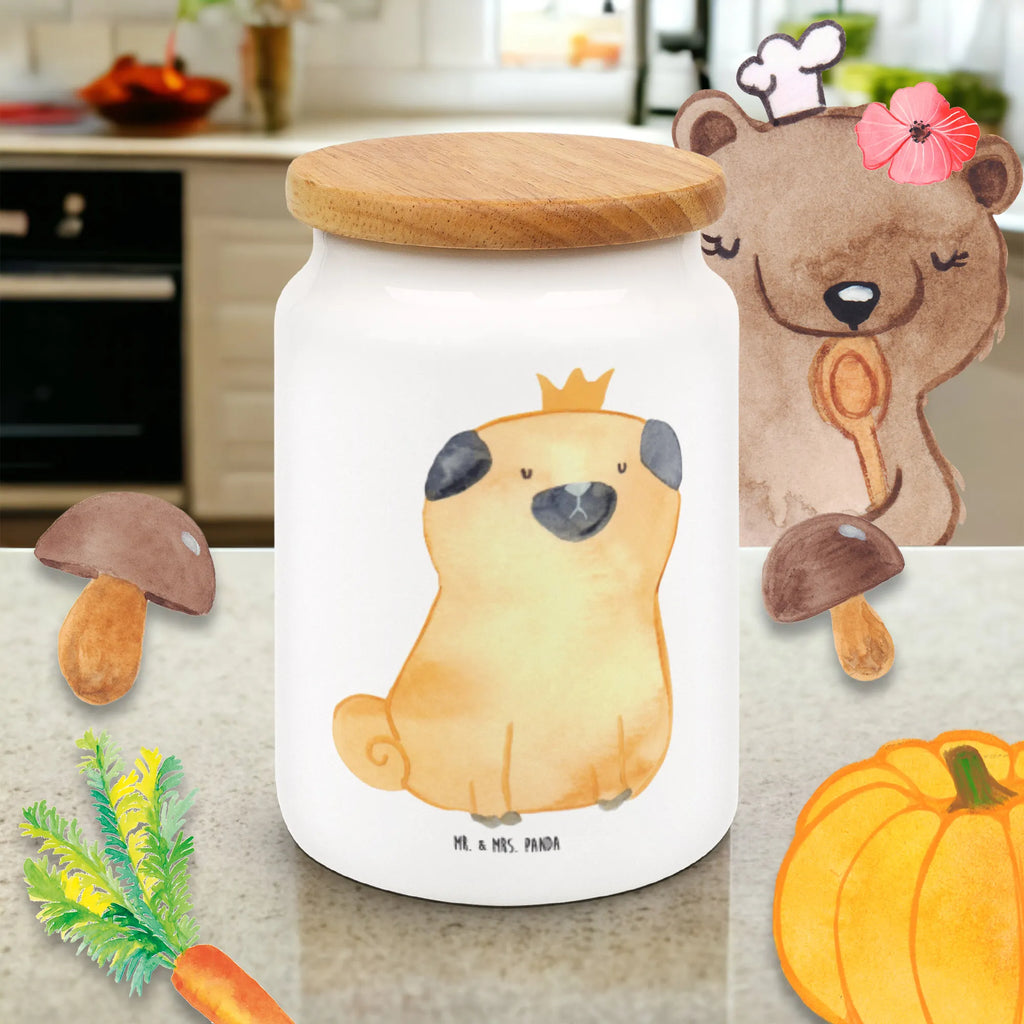 Storage jar pug Crown ceramic jar, bulk food storage, food storage container, kitchen canister, cookie jar, storage jar, snack jar, canister, airtight container, treat jar, pantry storage, preservative jar, kitchen storage solutions, dog, mutt, hound, woof, dog mama, dog breed, love dogs, love for dogs, dog decorative items, bag with dog print, funny gifts for dog owners, what do you give a dog lover, Christmas gifts for dogs, gifts for dogs, dog sayings, Pug, allergic, house rules, dog owners. Saying, childless, funny