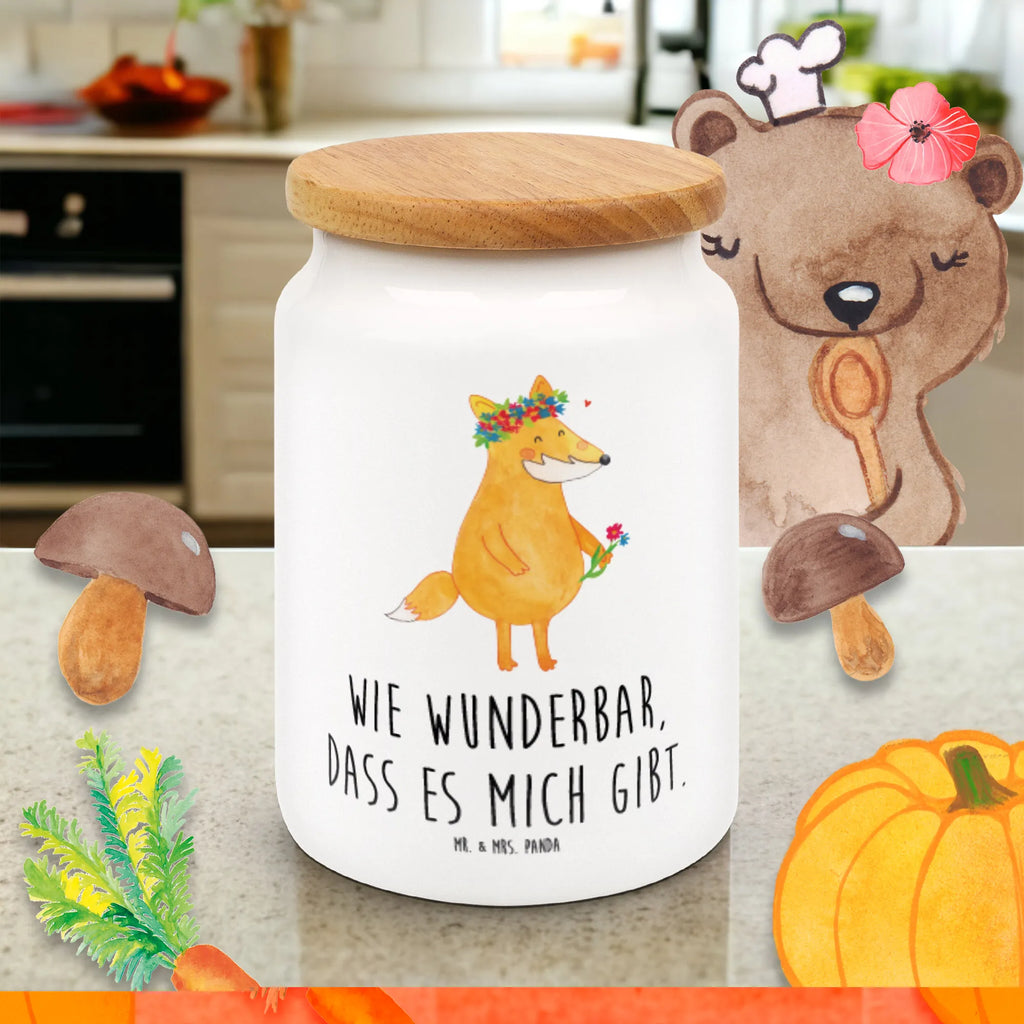 Storage jar Fox Flower treat jar, food storage container, bulk food storage, preservative jar, airtight container, snack jar, canister, kitchen canister, ceramic jar, pantry storage, storage jar, cookie jar, kitchen storage solutions, fox, foxes, forest wildlife, clever as a fox, animal lover, joy, proof of love, me, girlfriends, flower, motivation, girlfriend, fox girl, flower girl, love, flowers, self-love