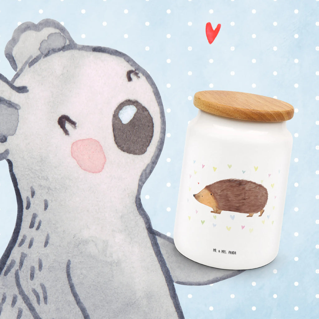 Storage jar Hedgehog hearts snack jar, treat jar, canister, food storage container, pantry storage, cookie jar, airtight container, kitchen storage solutions, kitchen canister, storage jar, preservative jar, ceramic jar, bulk food storage, small animals, cute, funny, cute animal motives, hand drawn, small world, funny sayings, good mood, happy, gifts, gift ideas, special gifts, animal lover, card, kiss, trust, hearts, Love, hedgehog, heart, life