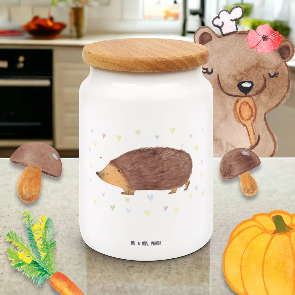 Storage jar Hedgehog hearts snack jar, treat jar, canister, food storage container, pantry storage, cookie jar, airtight container, kitchen storage solutions, kitchen canister, storage jar, preservative jar, ceramic jar, bulk food storage, small animals, cute, funny, cute animal motives, hand drawn, small world, funny sayings, good mood, happy, gifts, gift ideas, special gifts, animal lover, card, kiss, trust, hearts, Love, hedgehog, heart, life